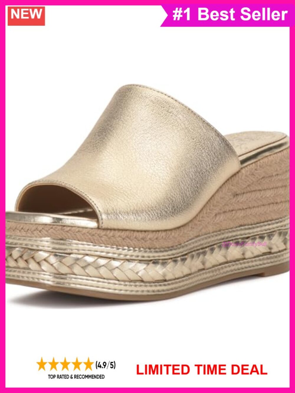 Lierna Espadrille Wedge Platform Sandals Leather Slip On Open Toe